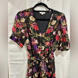 Calvin Klein Women's Floral Maxi Dress - Black and Multicolor/Pink Shrug (M)